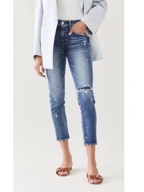 Moussy Vintage Lenwood Skinny Selvedge Ankle Jeans Japanese Denim Size 28
